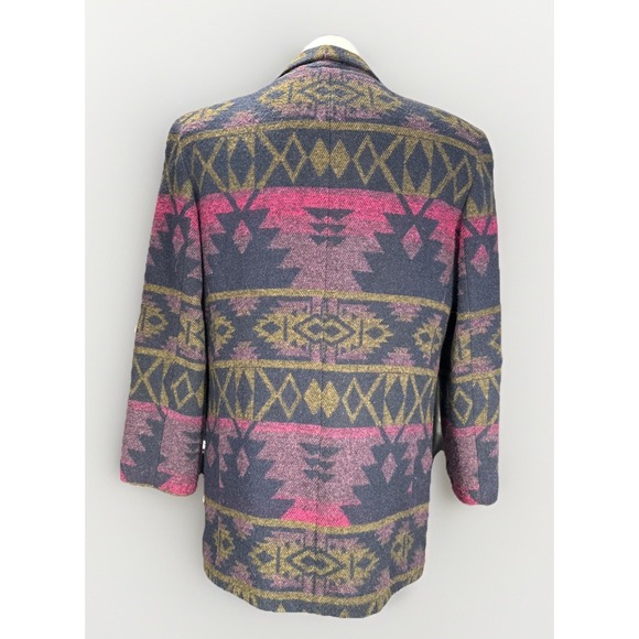 Take Six Size Medium‎ Vintage Aztec Blazer Wool Blend One Button - Picture 2 of 6